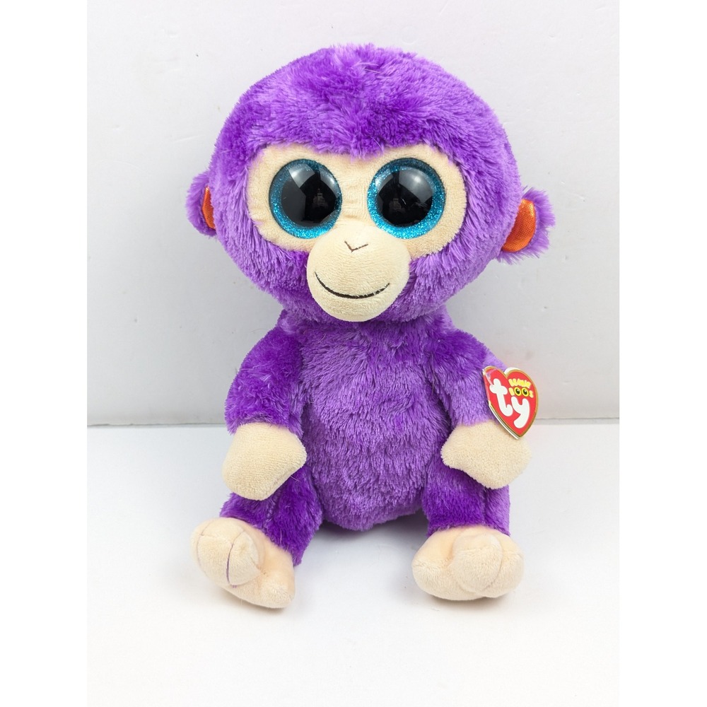 Ty Beanie Boos Grapes Monkey Plush Purple 9" Big Eyes Stuffed‎ Animal 2013 Tag